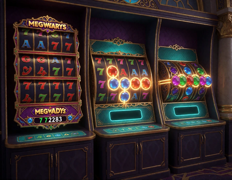 Drei Walzenmodelle erkl&auml;ren Megaways, Hold and Win und Cluster-Pays bei Alawin Online Slots